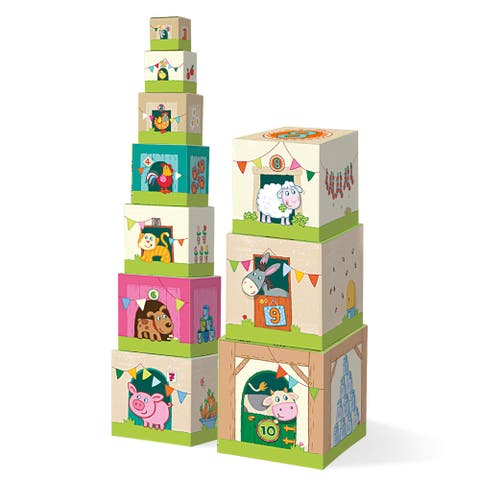 On The Farm Stacking & Nesting Cubes 10-piece Montessori Toys For Toddlers