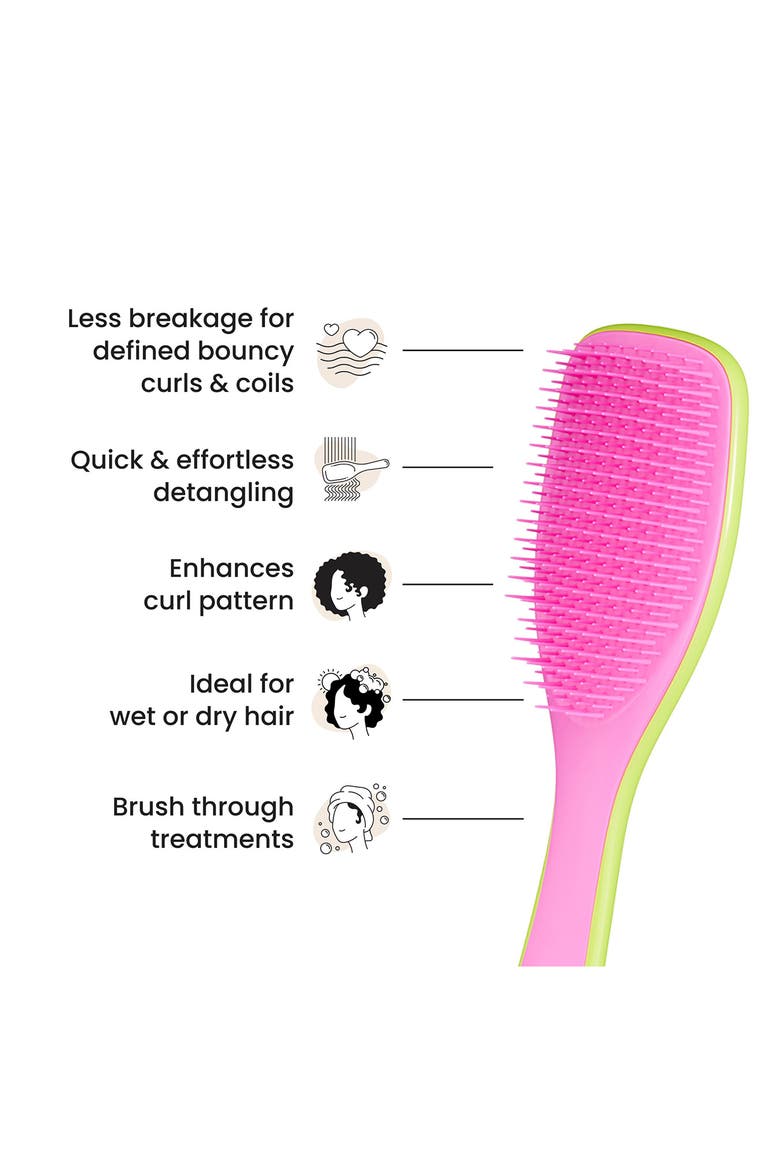 Ultimate Detangler Hairbrush for Curly to Coily, Alternate, color, CYBER LIME / PINK
