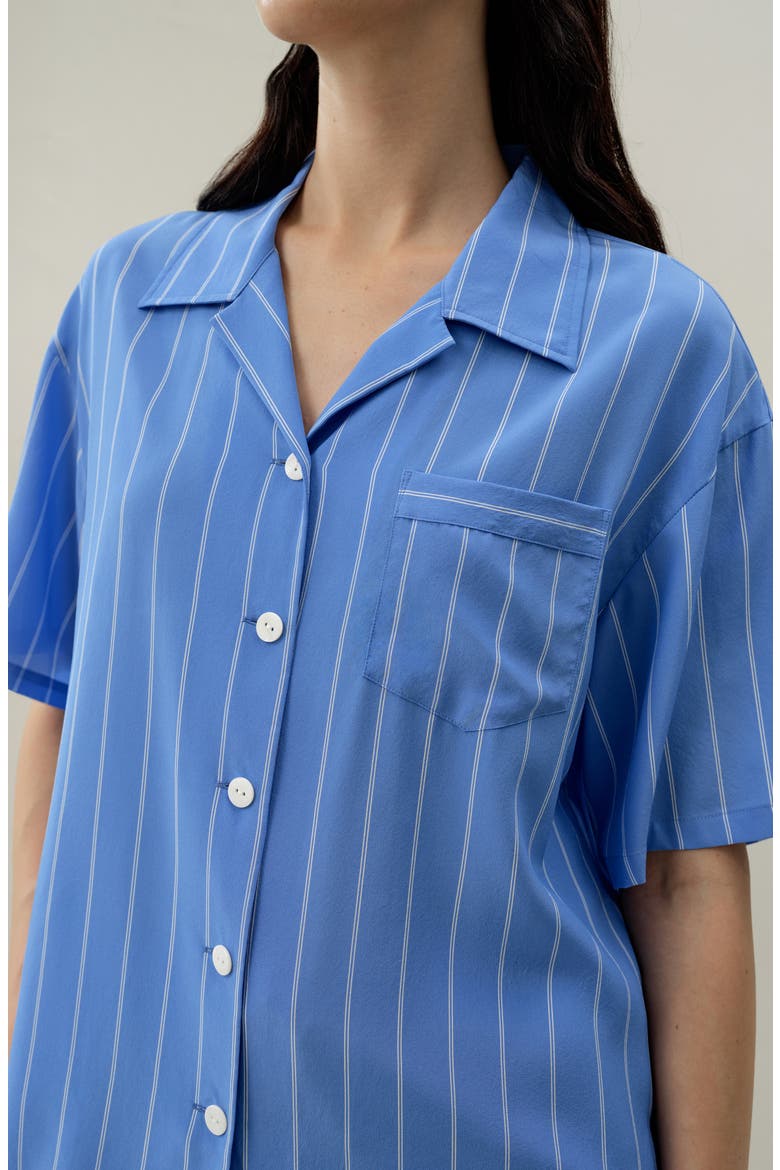 Women's Amalfi Striped Cuban Collar Silk Shirt, Alternate, color, Amalfi Stripe