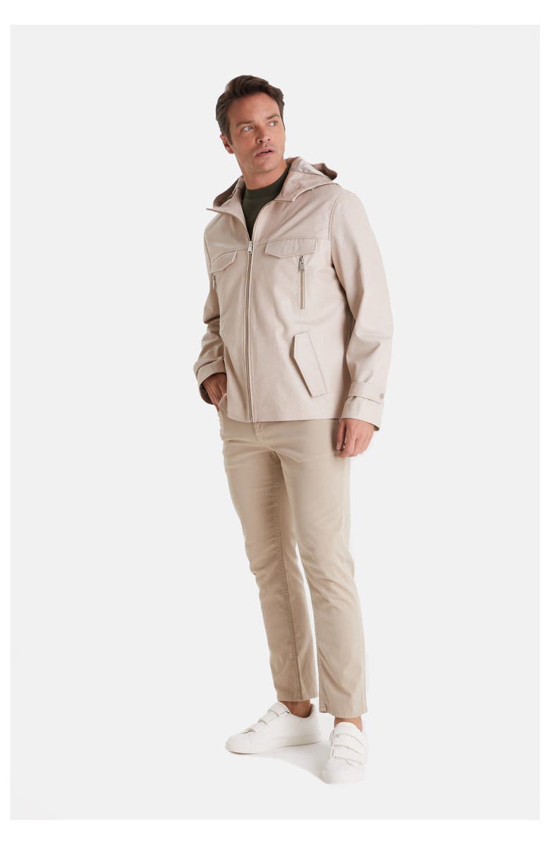 FURNIQ UK Adrian Leather Jacket, Alternate, color, Beige