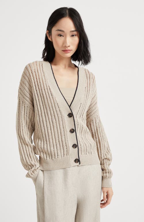 Brunello Cucinelli Plunging V-neck Sweater With Sequin Embellishments In Beige