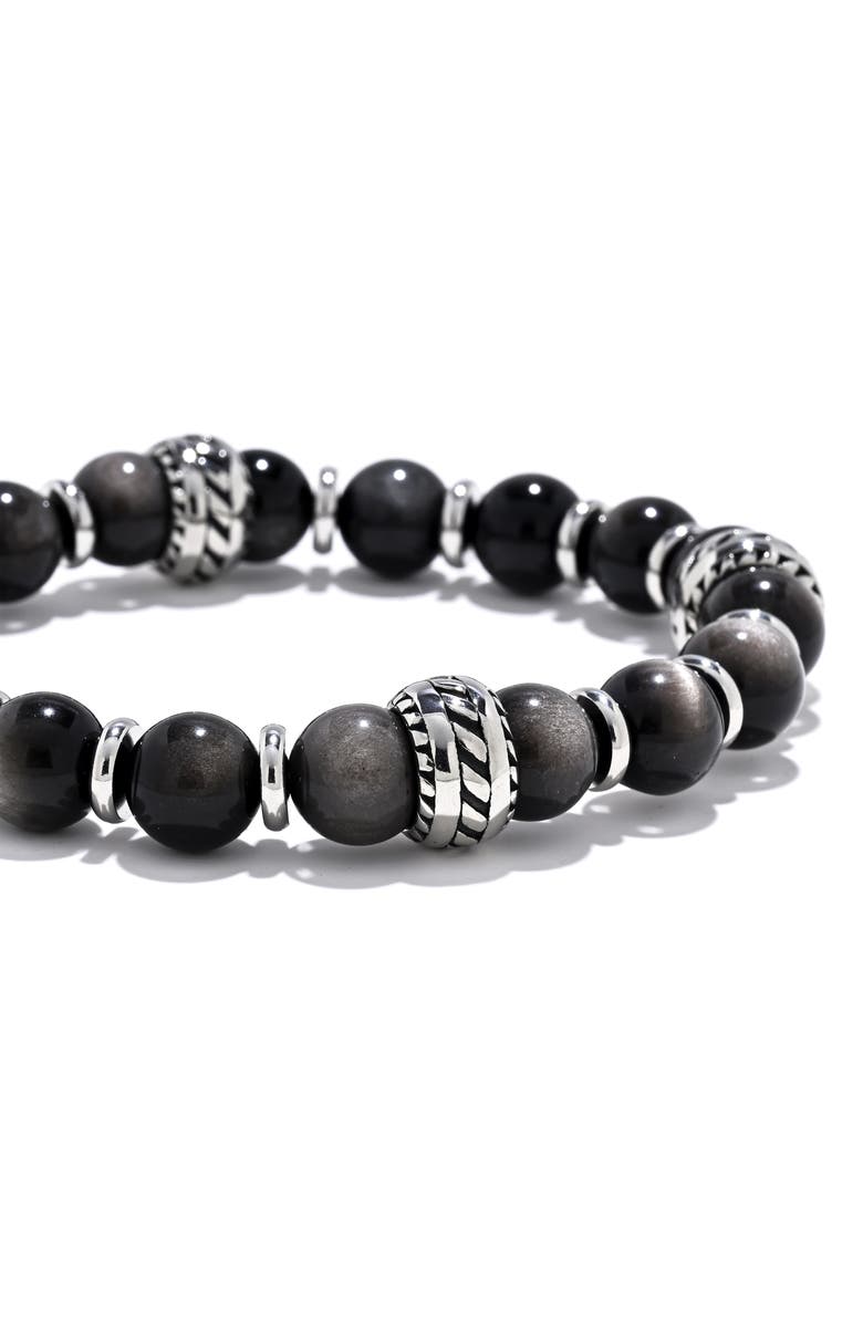 EYE CANDY LOS ANGELES Daniel Stretch Bracelet with Silvertone Spacers, Alternate, color, Silver