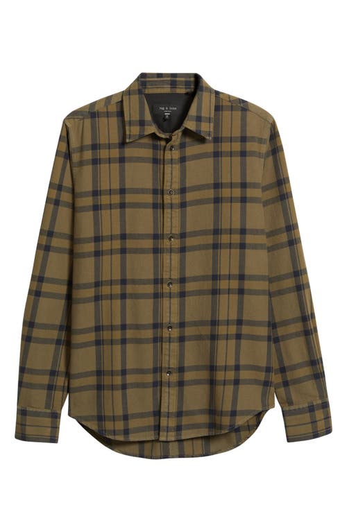 Rag & Bone Tomlin Overdye Plaid Cotton Flannel Button-up Shirt In Green