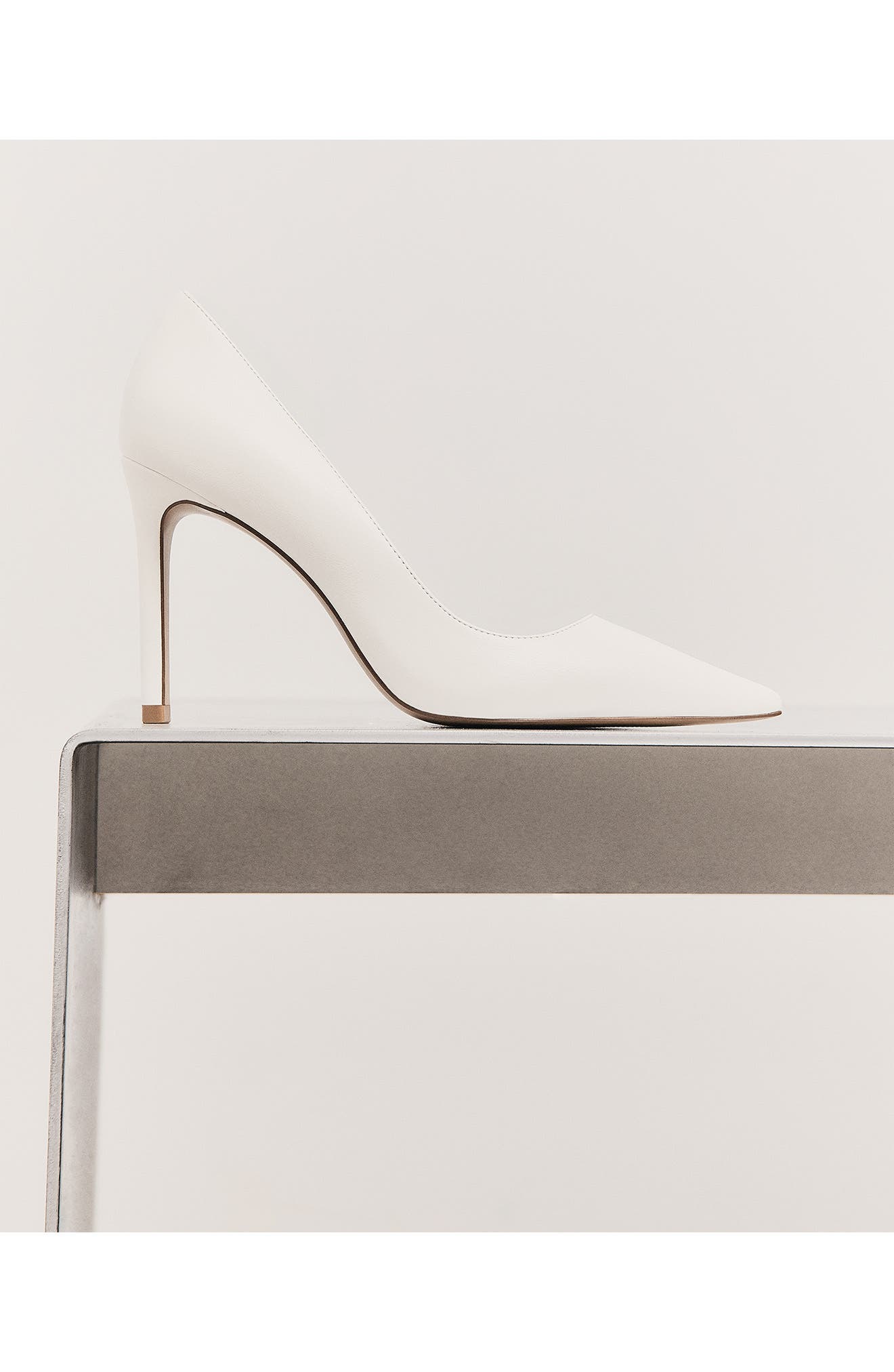MANGO Audrey Half d'Orsay Pump, Alternate, color, White