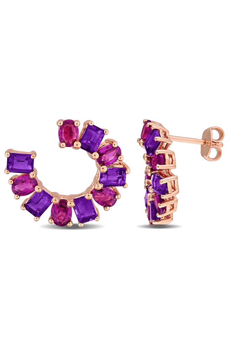 Julianna B. Rhodolite & Amethyst Curved Earrings, Main, color, Multi-Stone