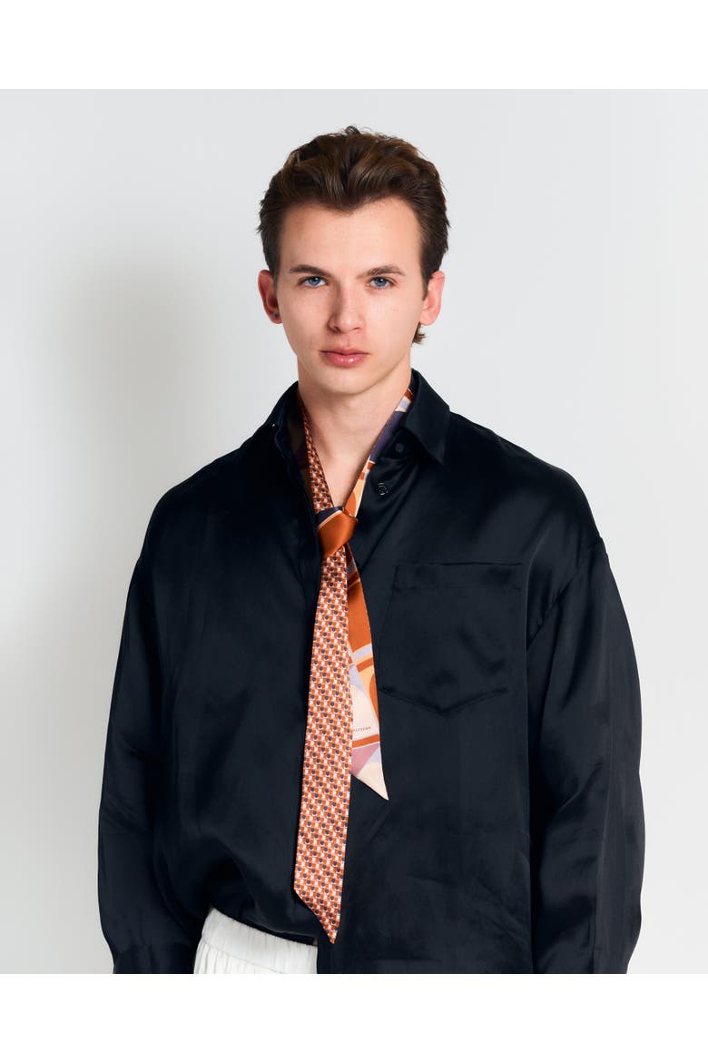 MODULAR SILK SKINNY SCARF, Alternate, color, Orange