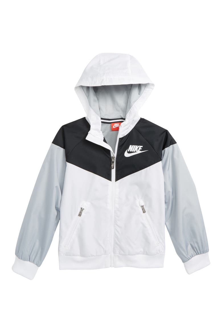 Kids' Windrunner Water Resistant Hooded Jacket, Main, color, WHITE