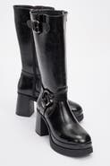 Prologue Shoes Rock Buckle Zip Block Heel Boot