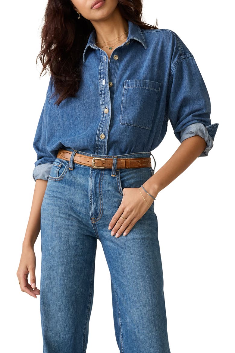 Sunfair Oversized Organic Cotton Denim Button-Up Shirt, Main, color, BEACON HILL WASH