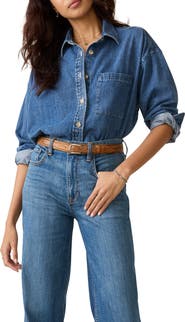 Faherty Sunfair Oversized Organic Cotton Denim Button-Up Shirt
