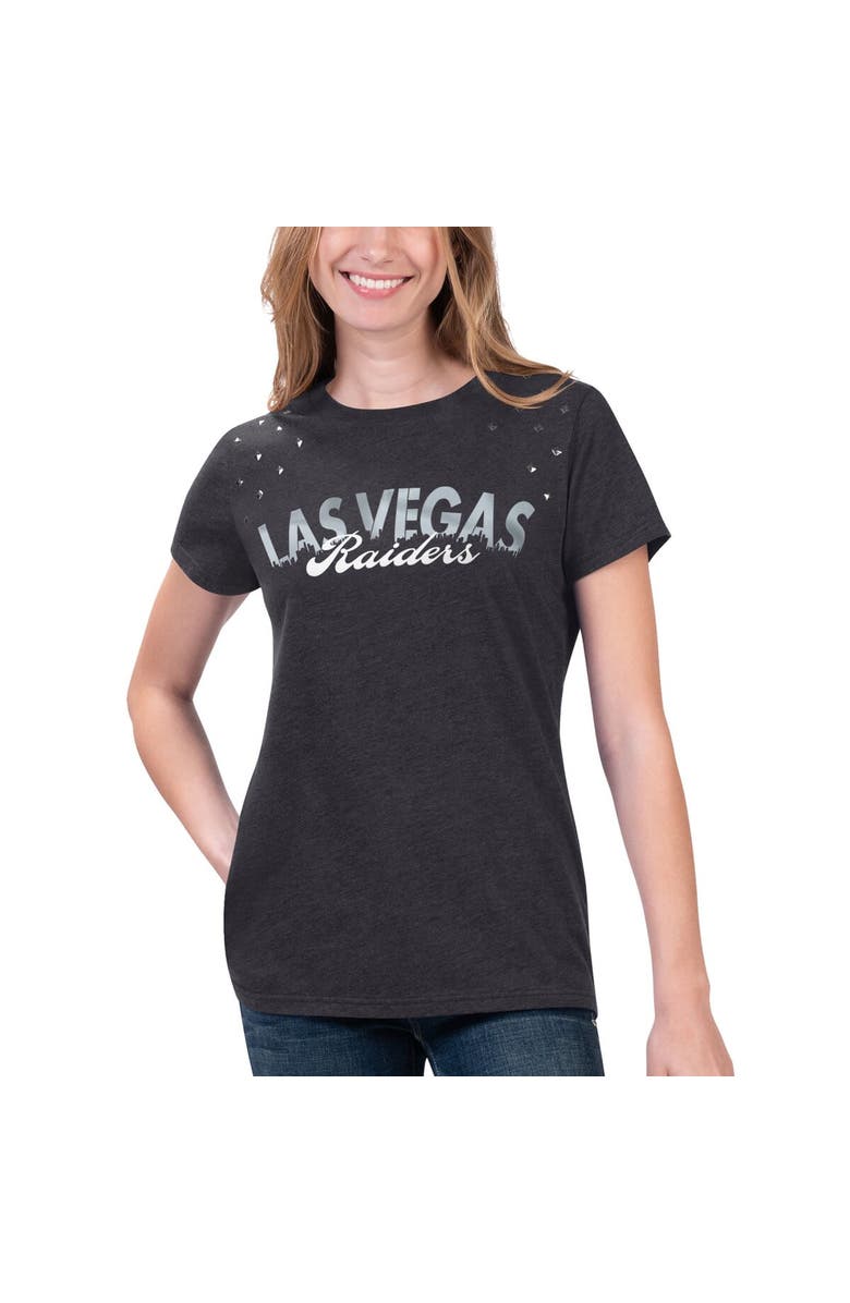 G-III 4HER BY CARL BANKS Women's G-III 4Her by Carl Banks Heathered Black Las Vegas Raiders Main Game T-Shirt, Main, color, 