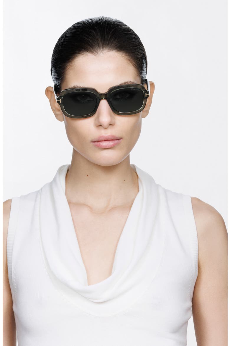 Lana 53mm Rectangular Sunglasses, Alternate, color, SHINY TRANSPARENT SAGE GREEN /T/ LOGO / GREEN LENS