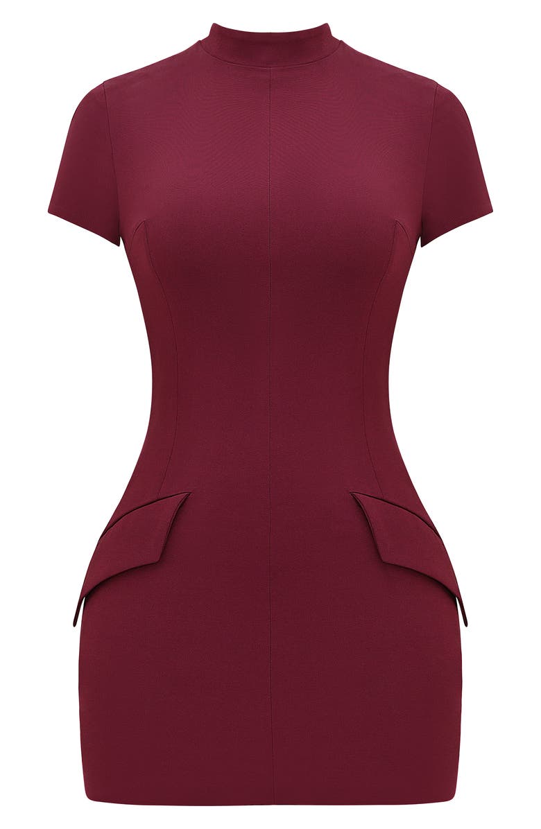 HOUSE OF CB Alia Mock Neck Body-Con Minidress, Alternate, color, Mulberry