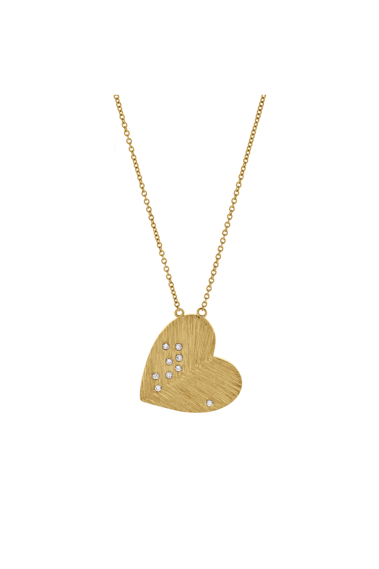 Aether Scattered Diamond Studded Heart Disc Pendant in 14K Gold, Alternate, color, 14K Yellow Gold