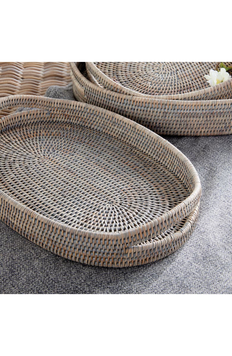 Napa Home & Garden Burma Rattan Oval Serving Trays Set of 3, Alternate, color, Gray