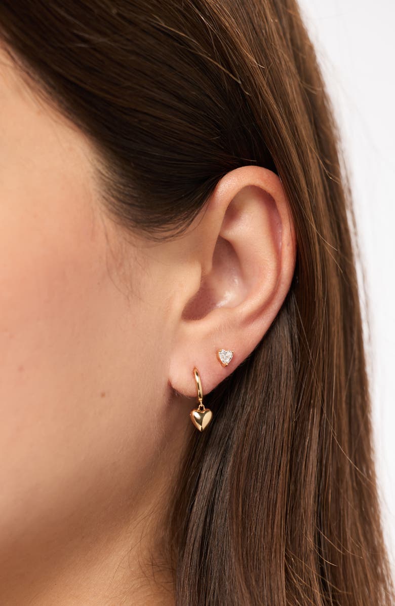 Ana Luisa Solid Yellow Gold - Diamond Heart Studs, Alternate, color, Gold