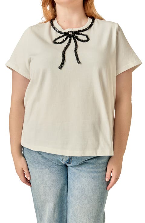 Beaded Bow T-Shirt