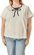 English Factory Beaded Bow T-Shirt