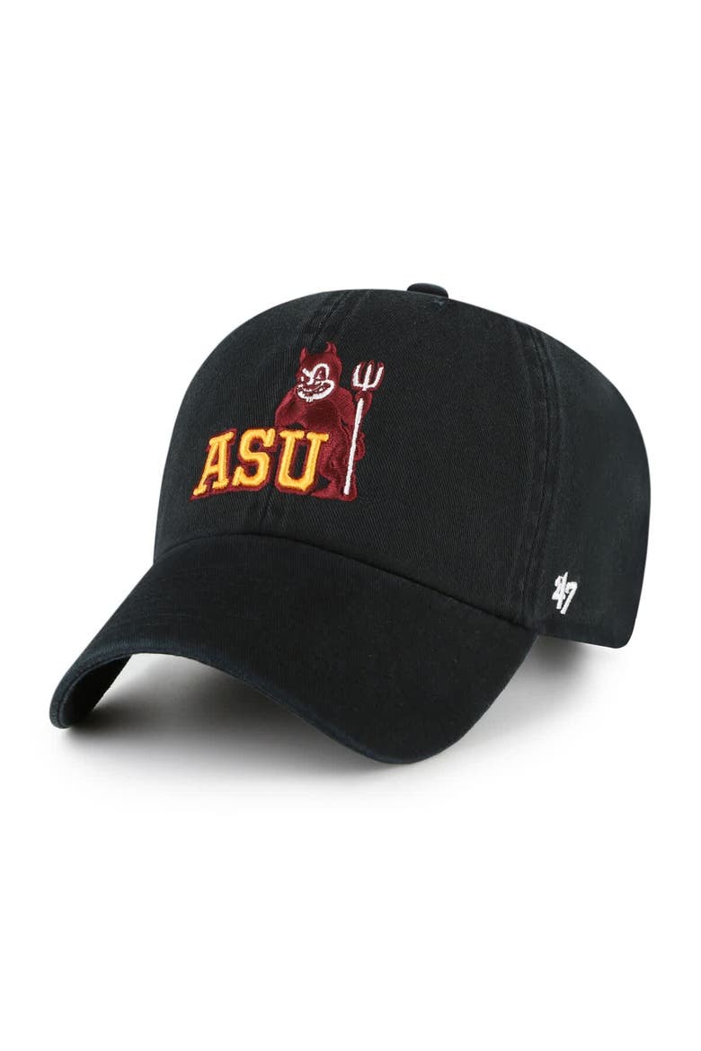 Men's '47 Black Arizona State Sun Devils Vault Clean Up Adjustable Hat, Main, color, Black
