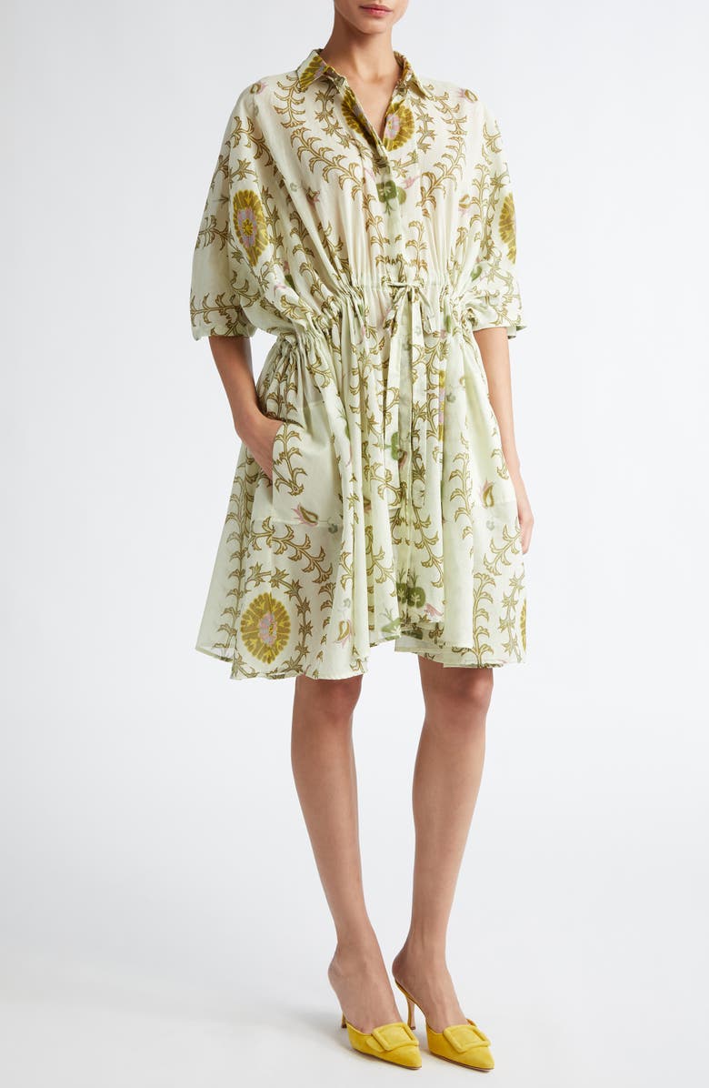 Giambattista Valli Botanical Print Cotton Voile Shirtdress, Main, color,