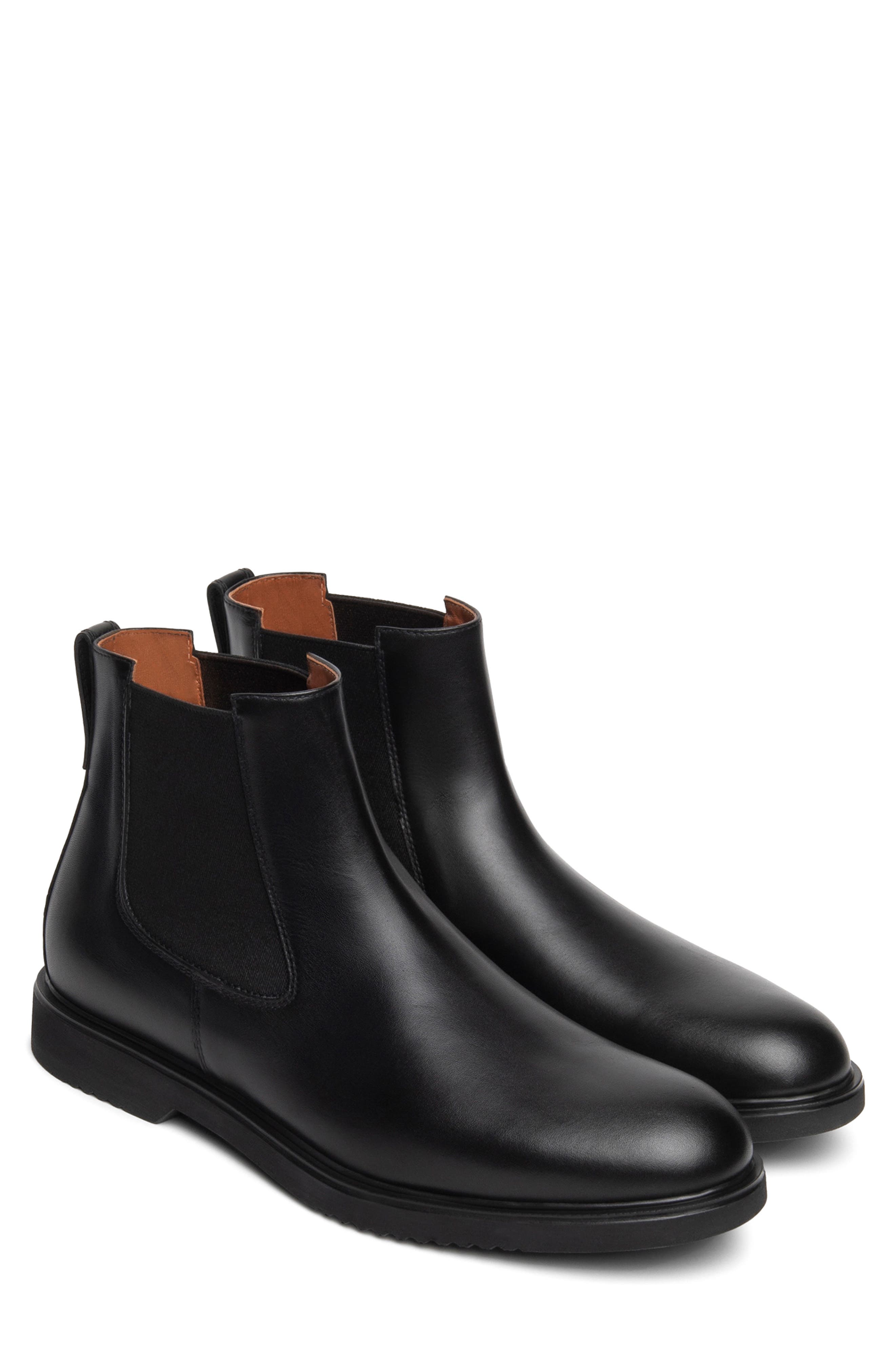 Leather Chelsea Boot, Main, color, BLACK