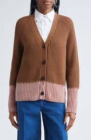 Marni Long Sleeve Merino Wool V-Neck Cardigan