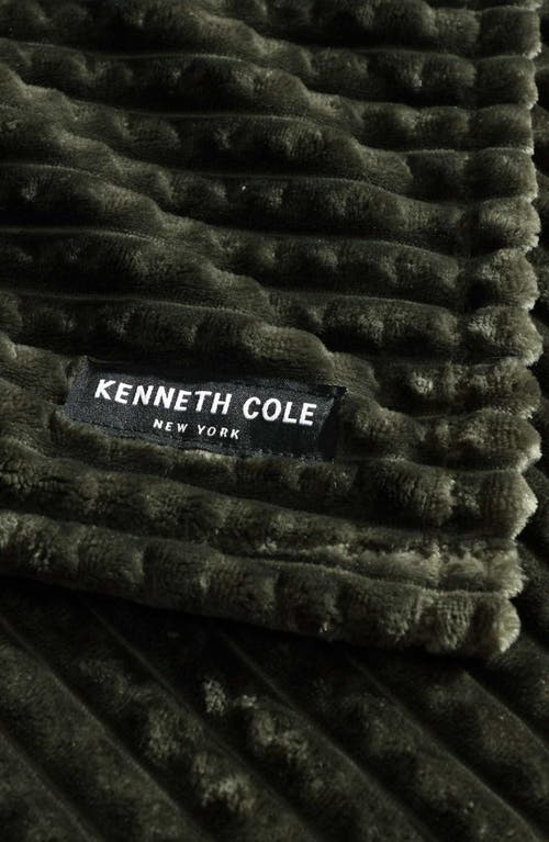 Kenneth Cole New York Solid Textured Plush Throw In Dark Green