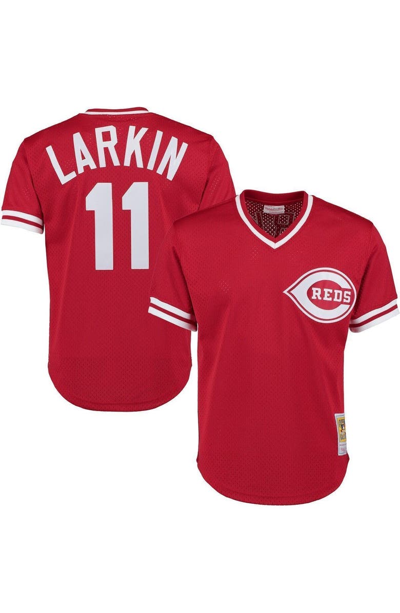 Mitchell & Ness Men's Mitchell & Ness Barry Larkin Red Cincinnati Throwback Reds Cooperstown Mesh Batting Practice Jersey, Alternate, color, Scarlet