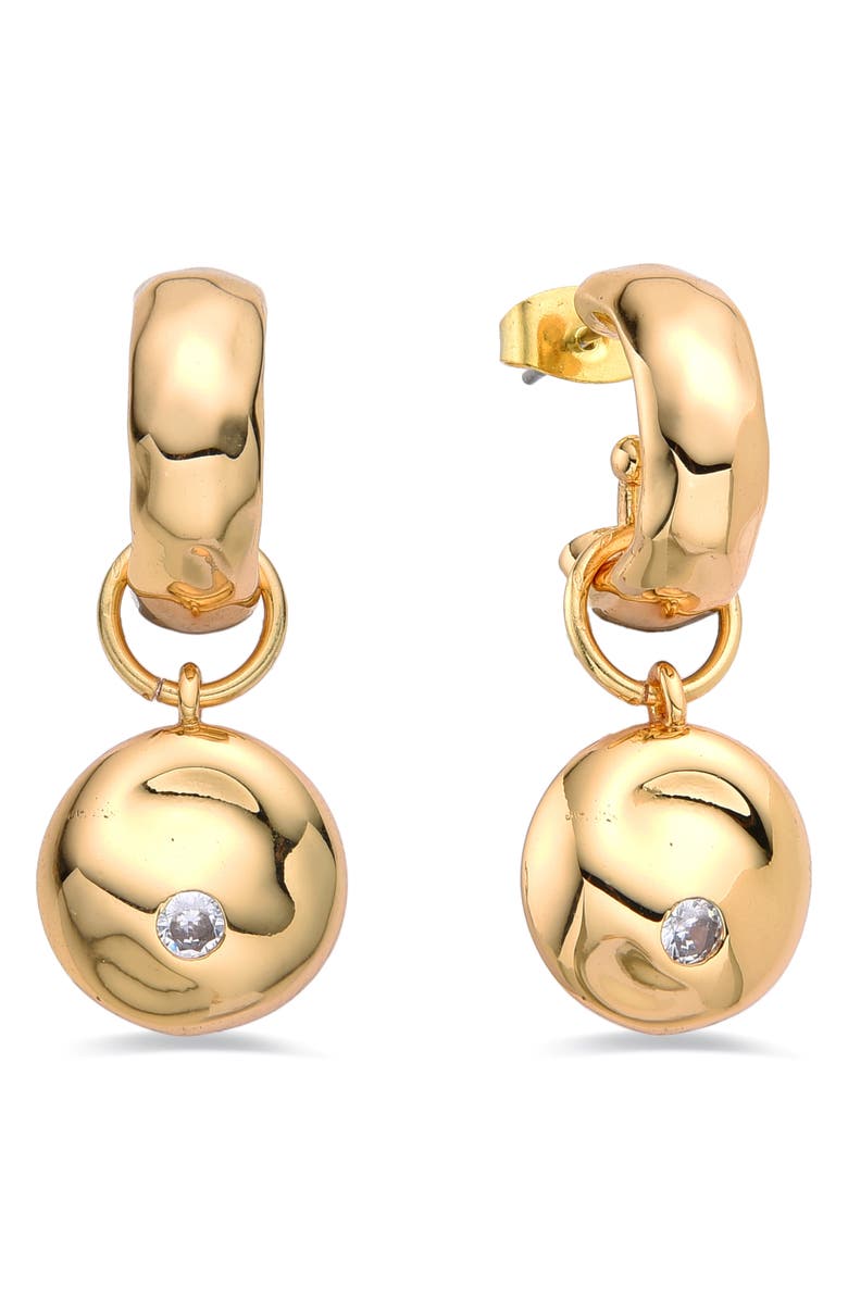 EYE CANDY LOS ANGELES Lou Crystal Drop Huggie Earrings, Alternate, color, Gold