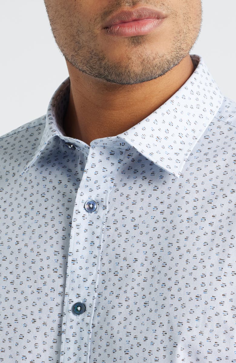 Bugatchi Julian Shaped Fit Button-Up Shirt, Alternate, color, Sky