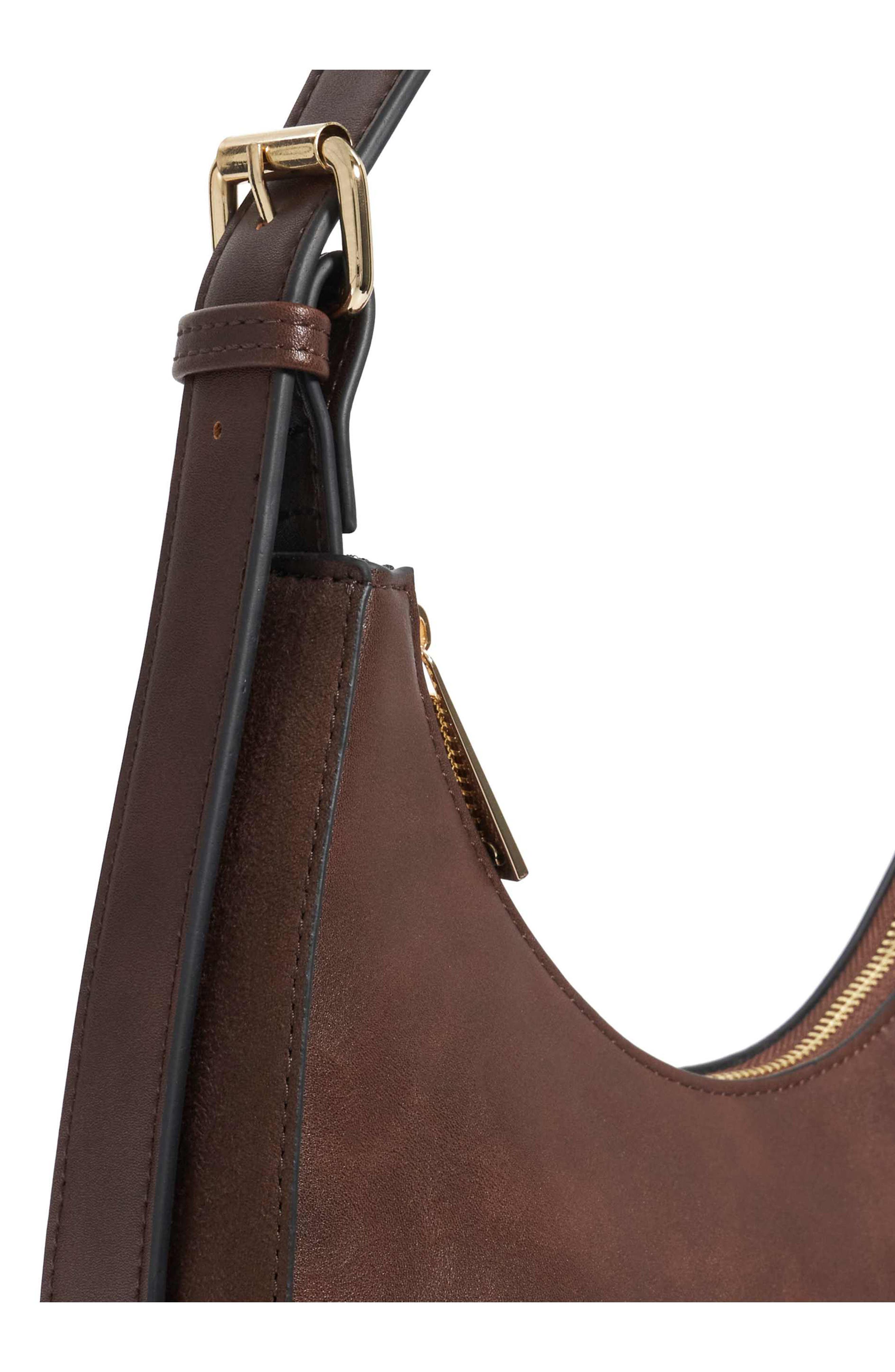 Dune London Daintilies Faux Leather Shoulder Bag, Alternate, color, Dark Brown