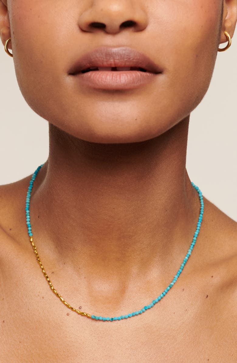 Monica Vinader Mini Nugget Turquoise Beaded Necklace, Alternate, color, 18K Gold Vermeil