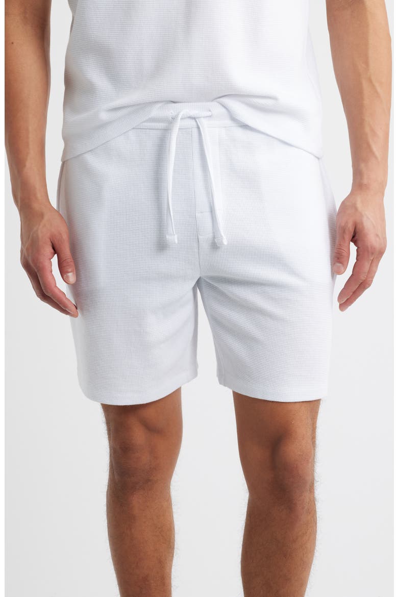 Waffle Knit Lounge Shorts, Main, color, WHITE