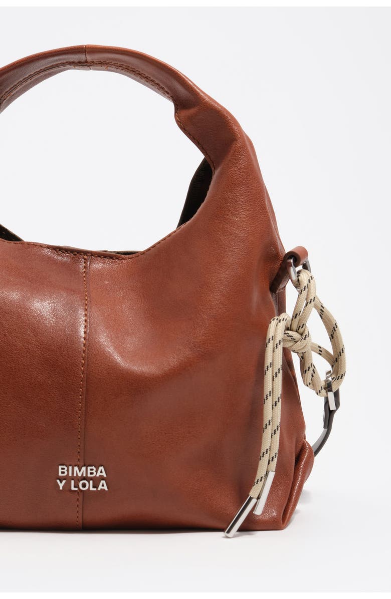 Bimba y Lola Small Leather Paper Crossbody Bag, Alternate, color, Dark Tan