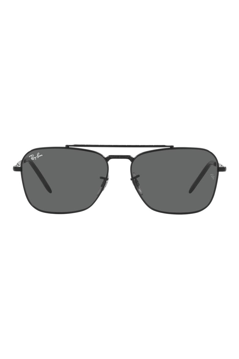 New Caravan 58mm Square Sunglasses, Main, color, BLACK