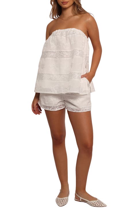 Wenira Lace Strapless Top & Shorts Set