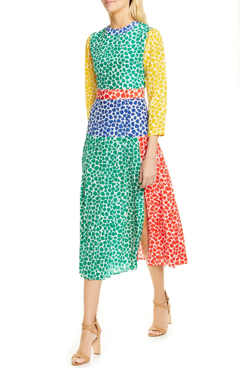 RIXO Charlene Tulip Print Silk Midi Dress, Alternate, color,