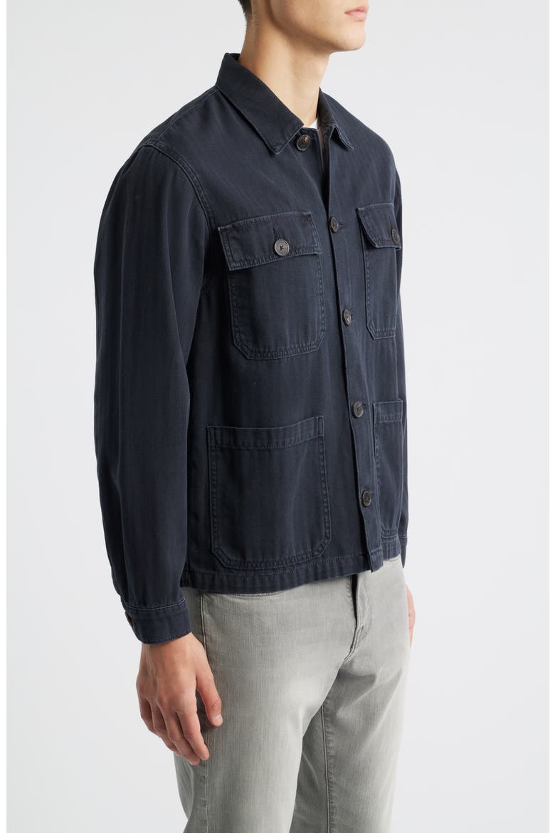 Button-Up Cotton Herringbone Chore Coat, Alternate, color, DARK NAVY