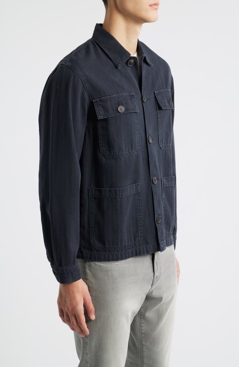 FRAME Button-Up Cotton Herringbone Chore Coat, Alternate, color, Dark Navy