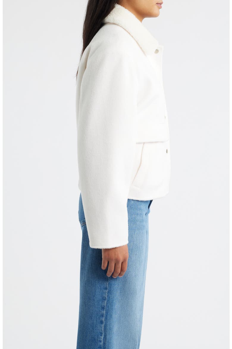 Faux Shearling Lined Crop Jacket, Alternate, color, BRIGTH WHITE