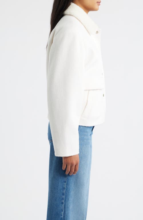 Bernardo Faux Shearling Lined Crop Jacket In White