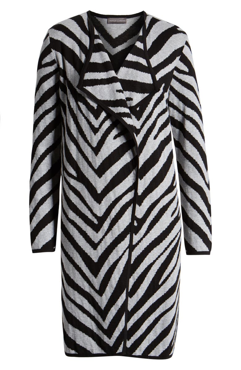 Vince Camuto Zebra Stripe Drape Lapel Jacquard Cardigan, Alternate, color,