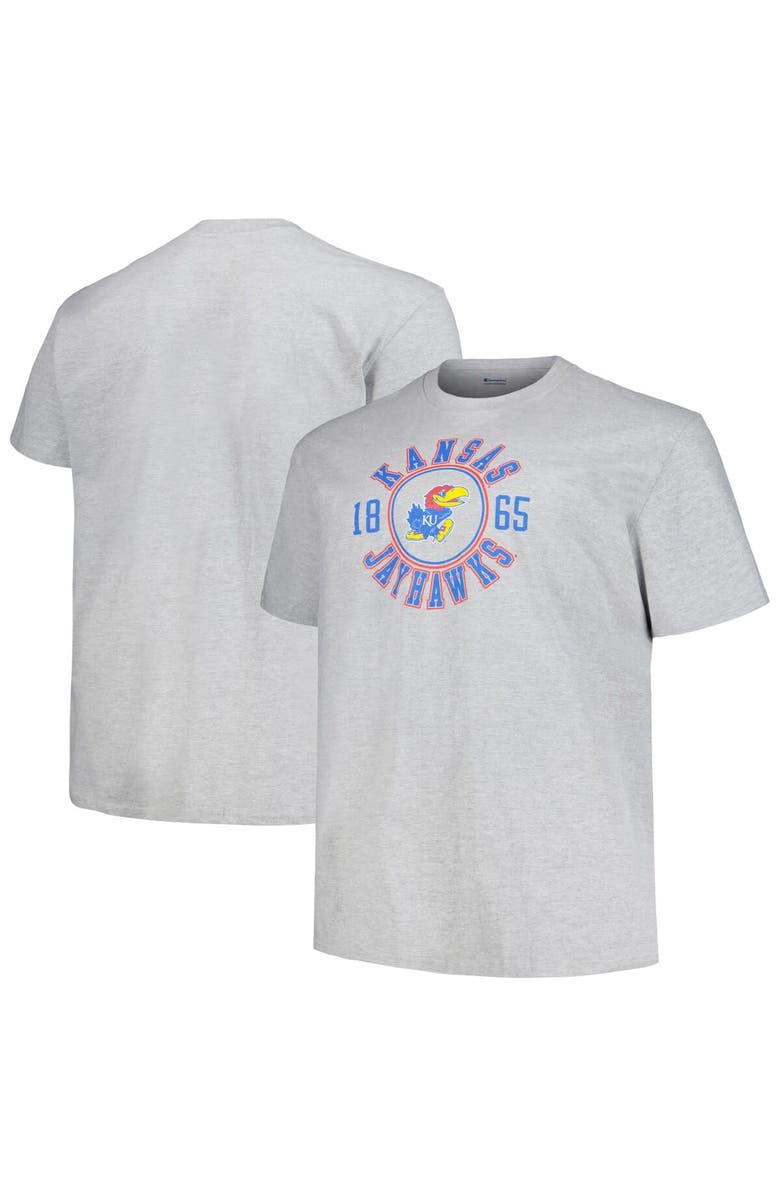 Champion Men's Champion Heather Gray Kansas Jayhawks Big & Tall Circle Logo T-Shirt, Alternate, color, 