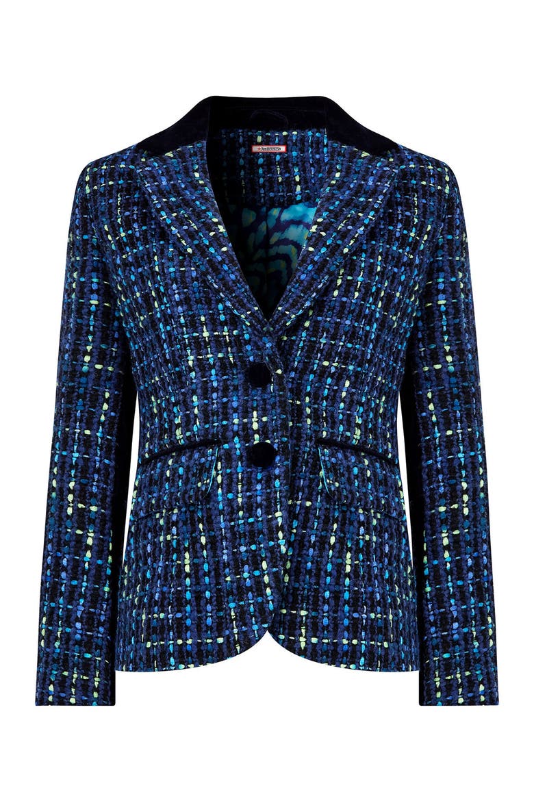 Single Breasted Tweed Blazer, Alternate, color, NAVY TWEED