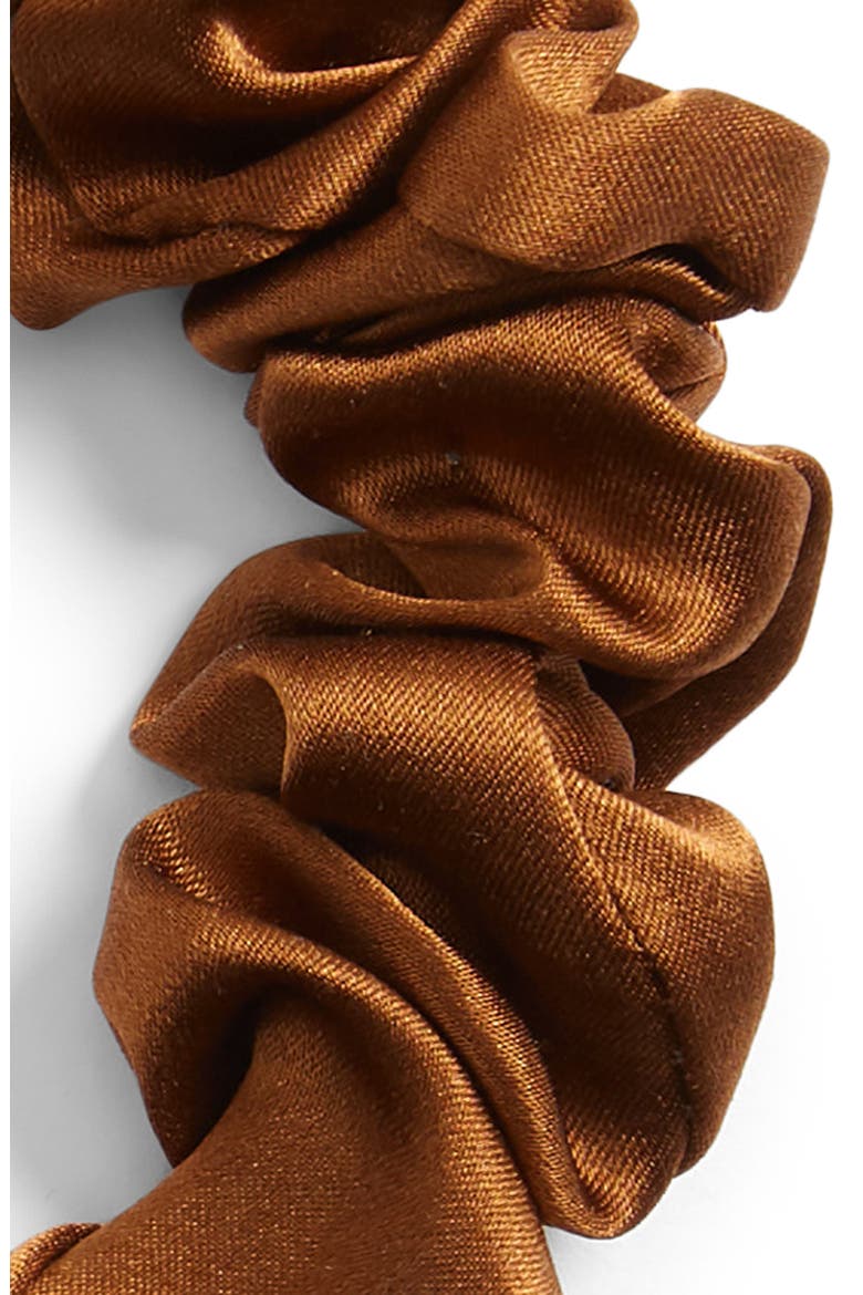Charm Chiquita Silk Scrunchie, Alternate, color, CAMEL