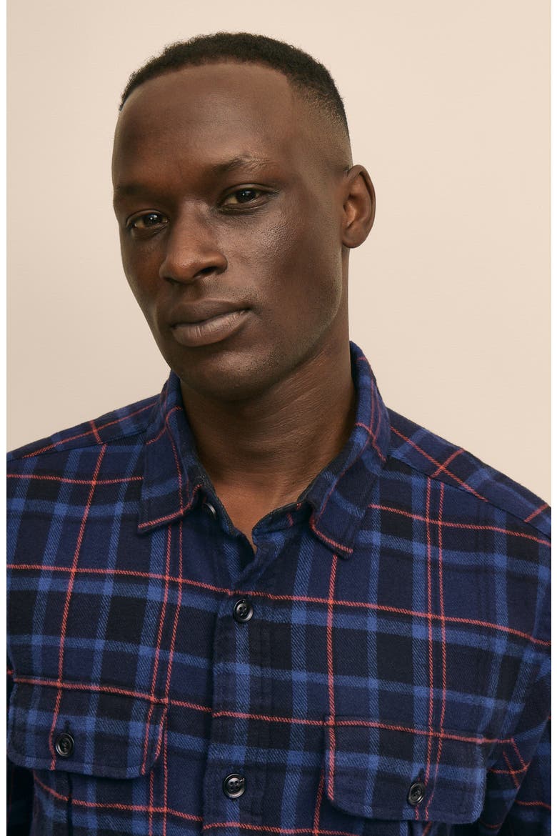 Plaid Cotton Flannel Button-Up Overshirt, Alternate, color, BLACKPLAID