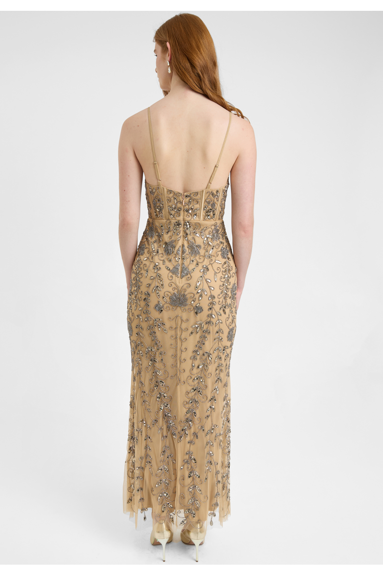 Embellished Sequin Beaded Corset Maxi Dress With Deep V-Cut, Alternate, color, RICHMOND
