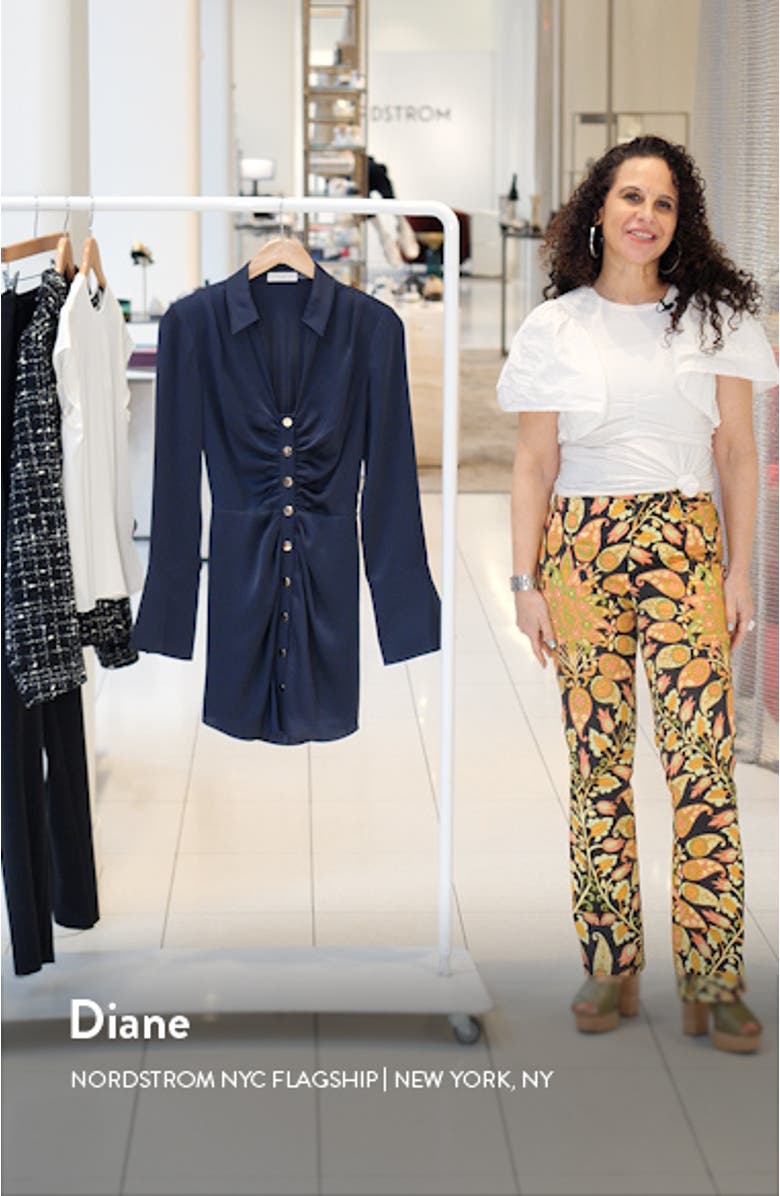 Katelyn Long Sleeve Satin Shirtdress, sales video thumbnail