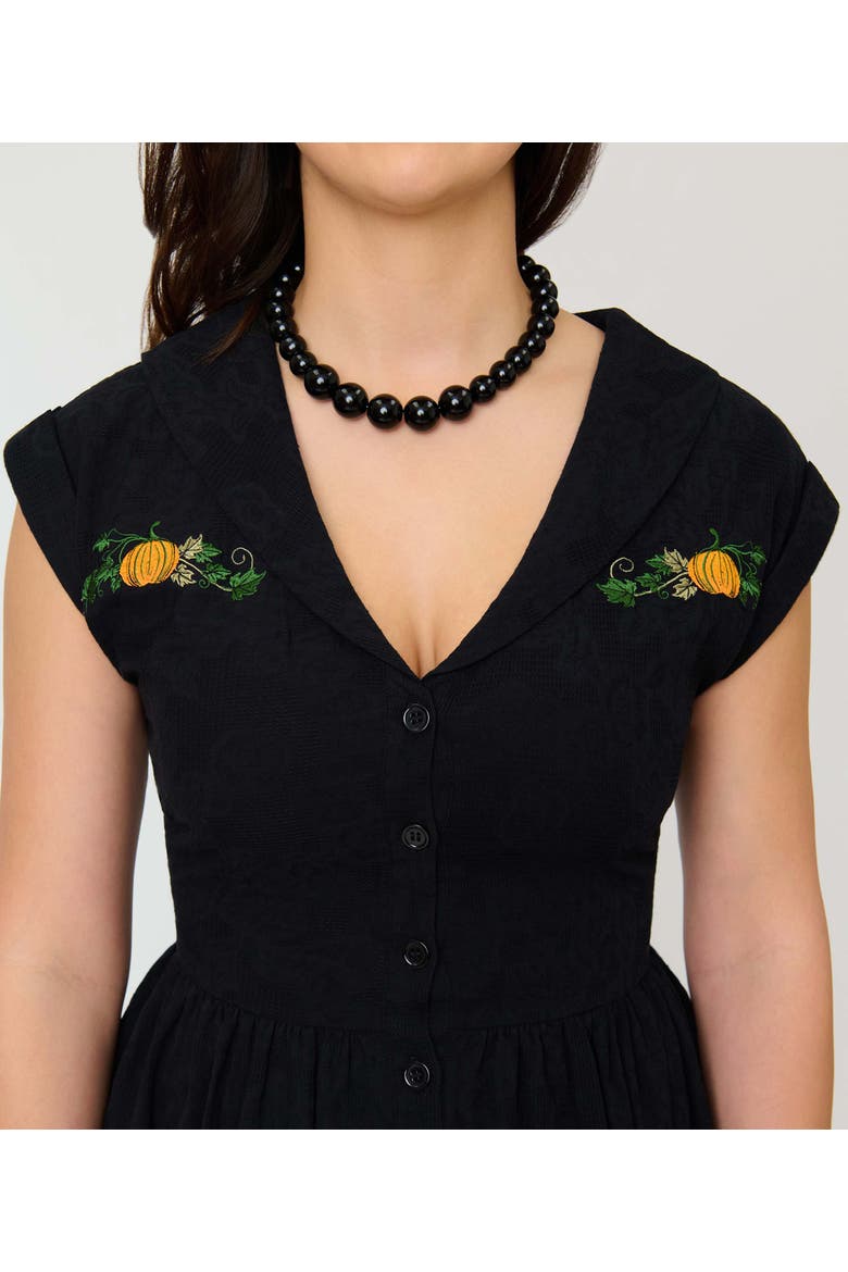 Cafe Swing Dress, Alternate, color, Black Pumpkin Embriodered