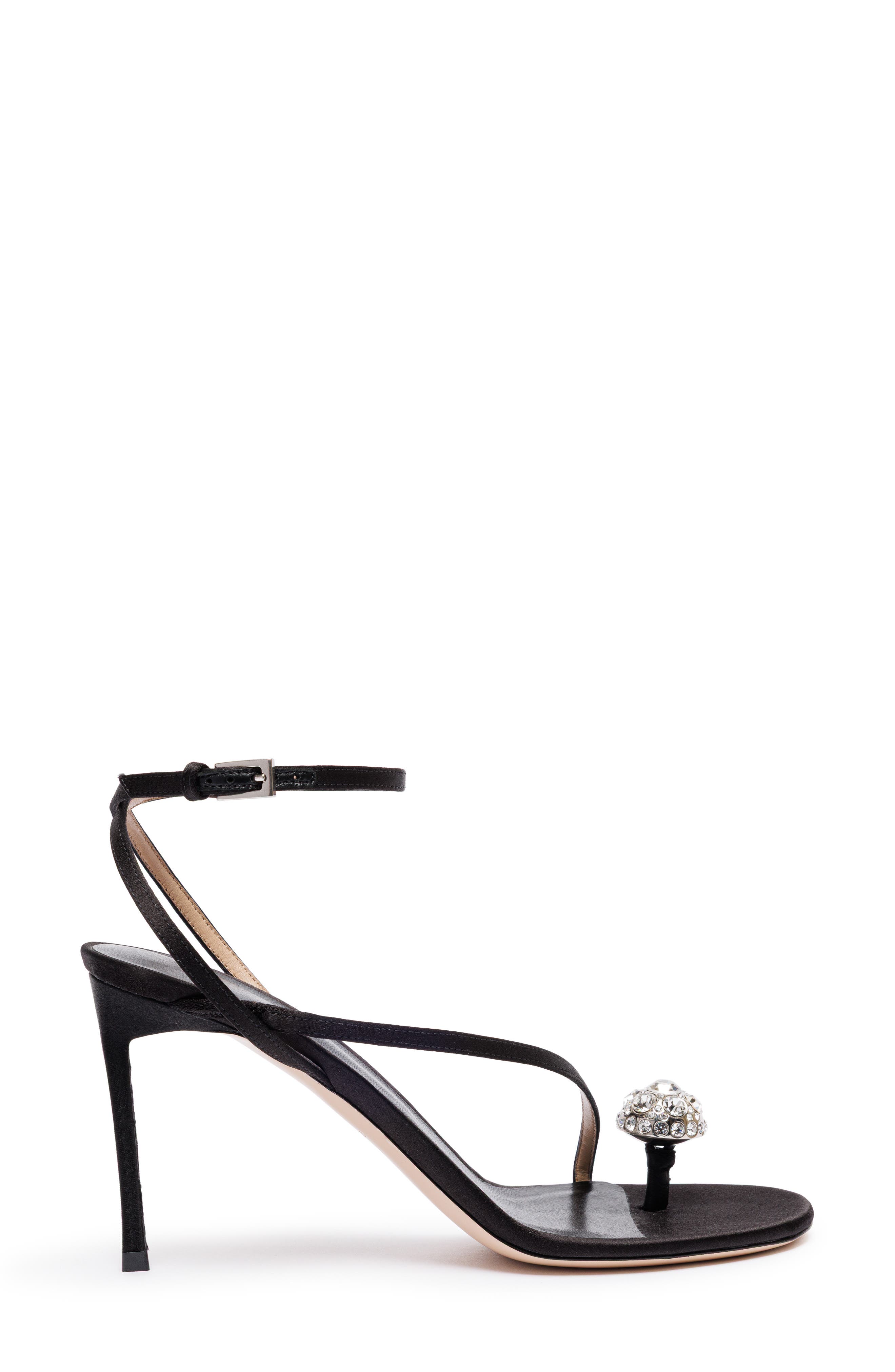 Cassia Strass Toe Post Sandal, Alternate, color, BLACK/ CRYSTAL